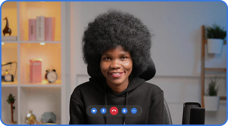 Students practicing English in a live conversation session